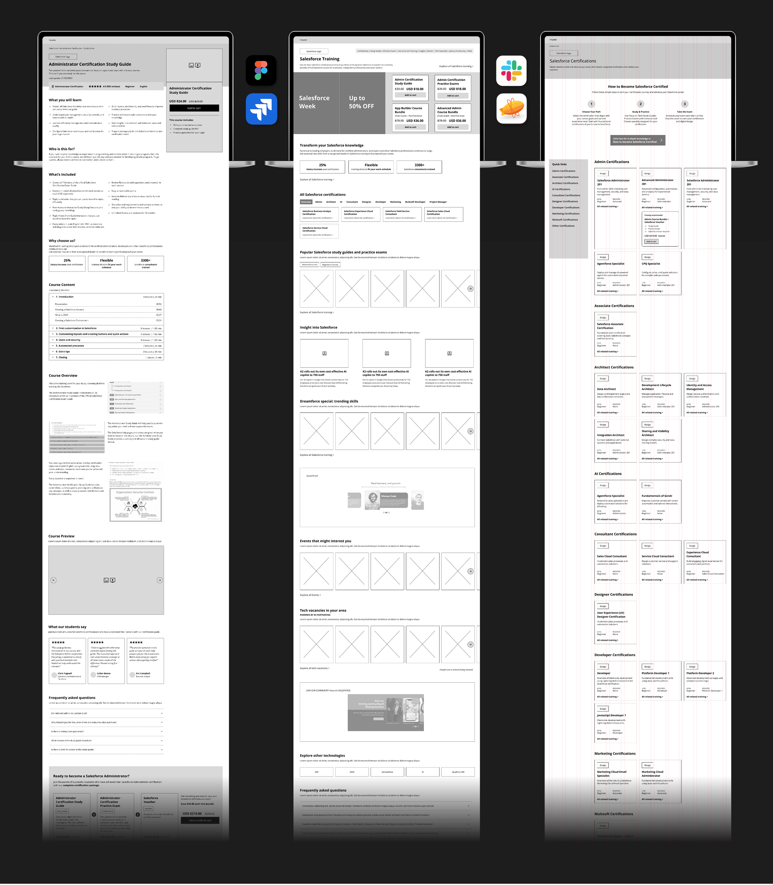 Page template wireframes