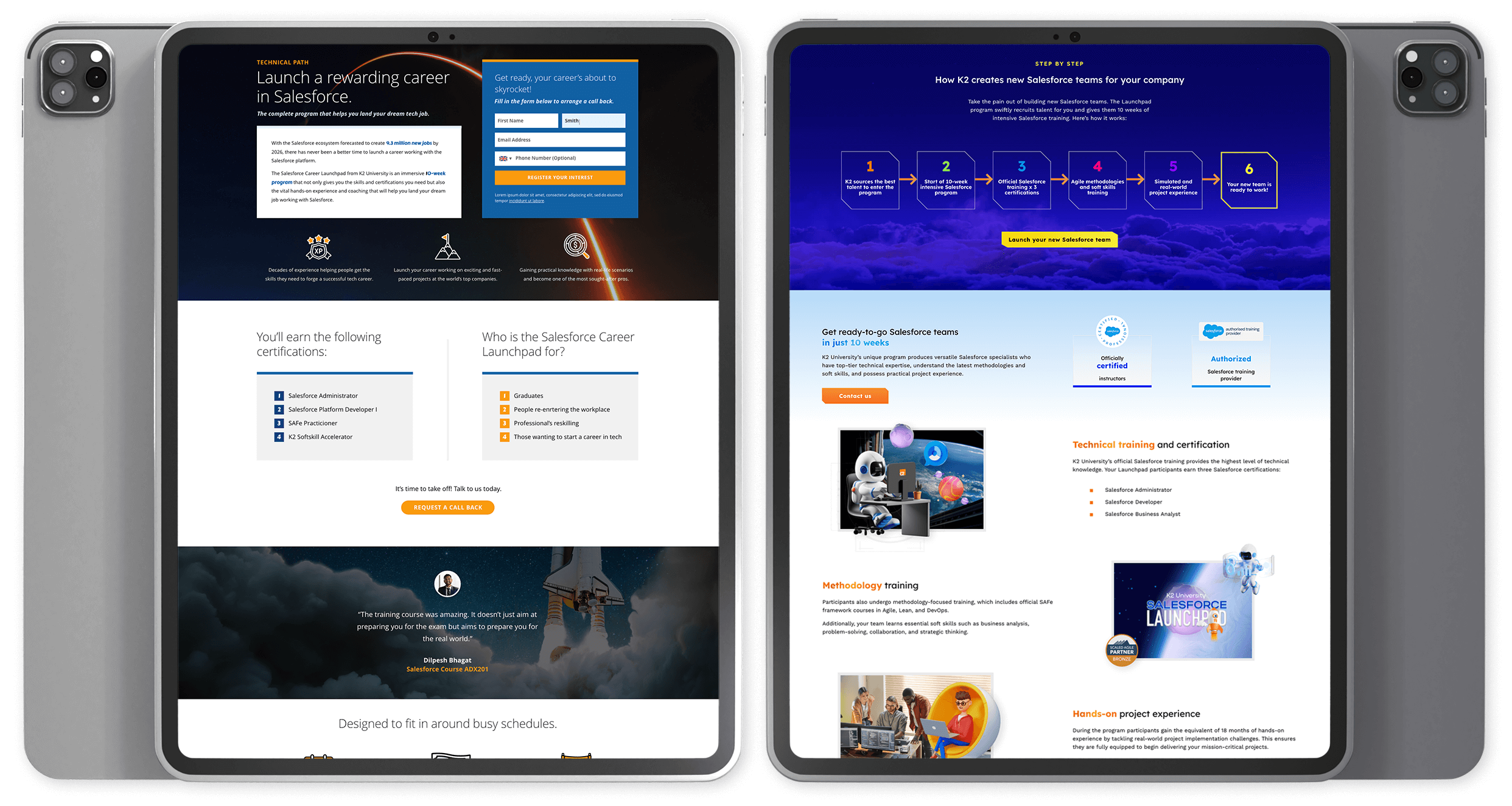 Landing page design comparison