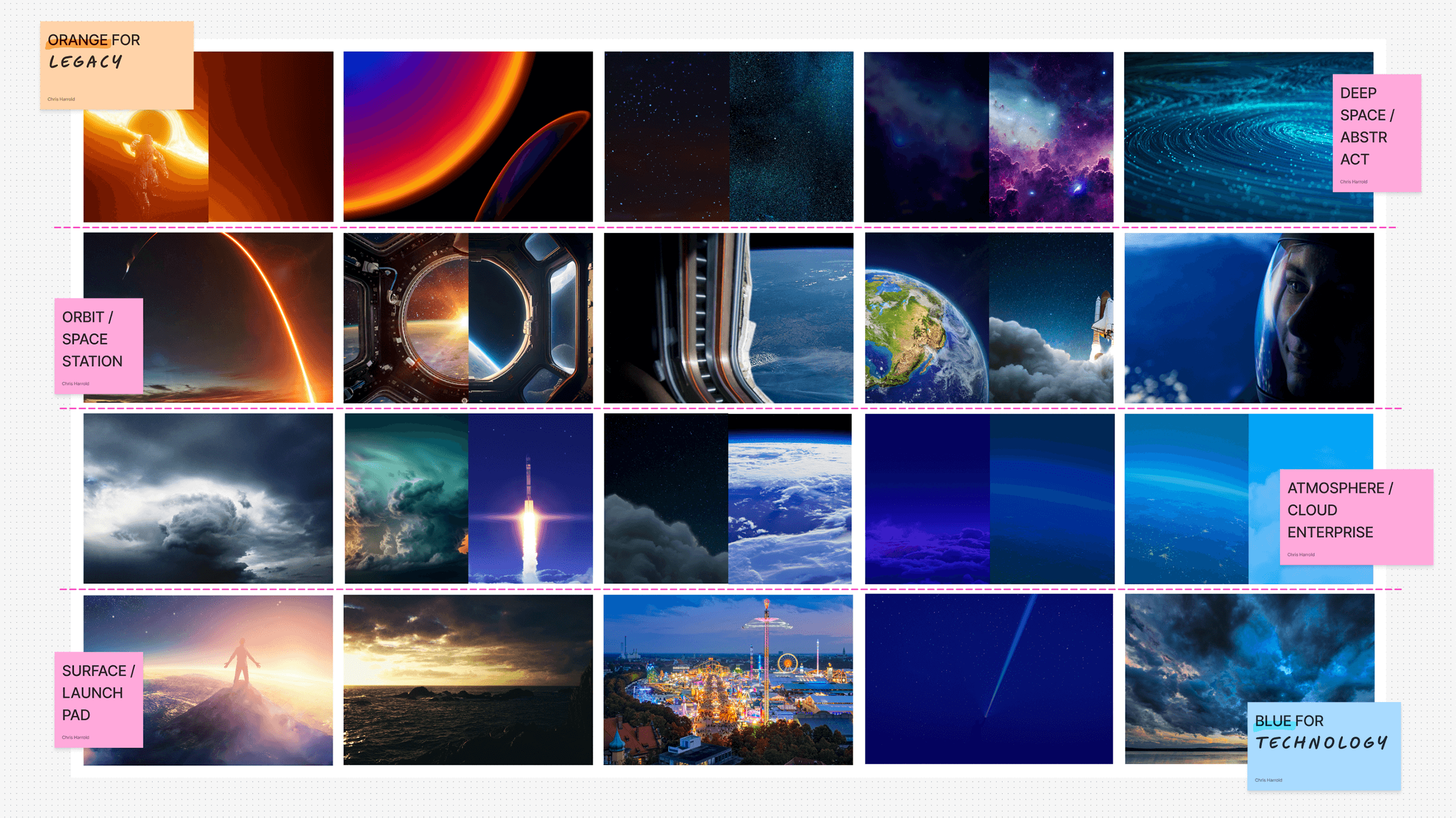 Space theme mood board exploration